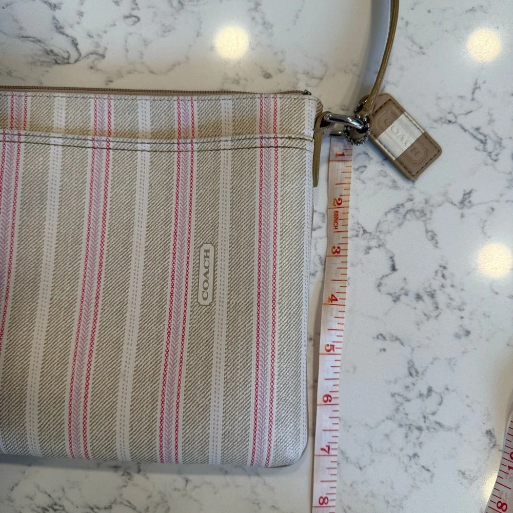Coach Crossbody Bag with Pink and Cream Stripes